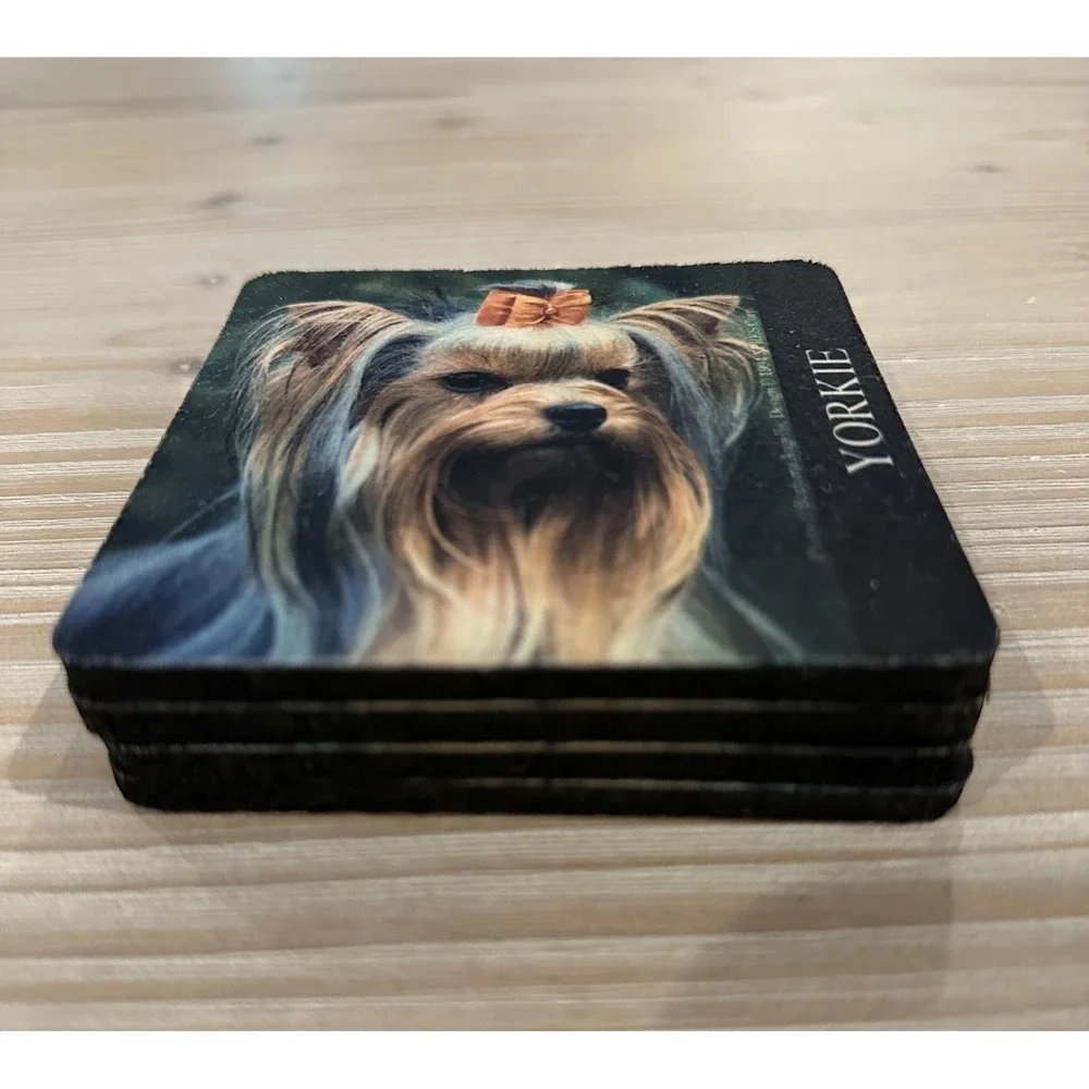 Yorkshire Terrier Yorkie‎ with Bow Beverage COASTERS Drink Placemats Set of 4